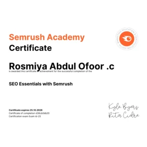 Professional Semrush Academy Certificate in Digital Marketing by a Freelance Marketer in Qatar